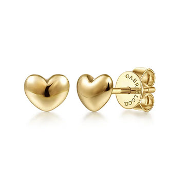 GABRIEL & CO- 14K Yellow Gold Puff Heart Stud Earrings